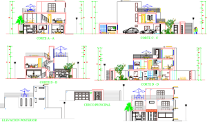 House small family autocad plans drawings two story villas dwg cad file blocks model models dwgmodels