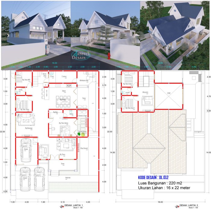 Desain rumah luas tanah 215m