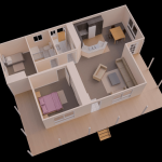 Desain rumah minimalis 2 kamar 3d