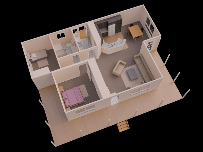 Desain rumah minimalis 2 kamar 3d